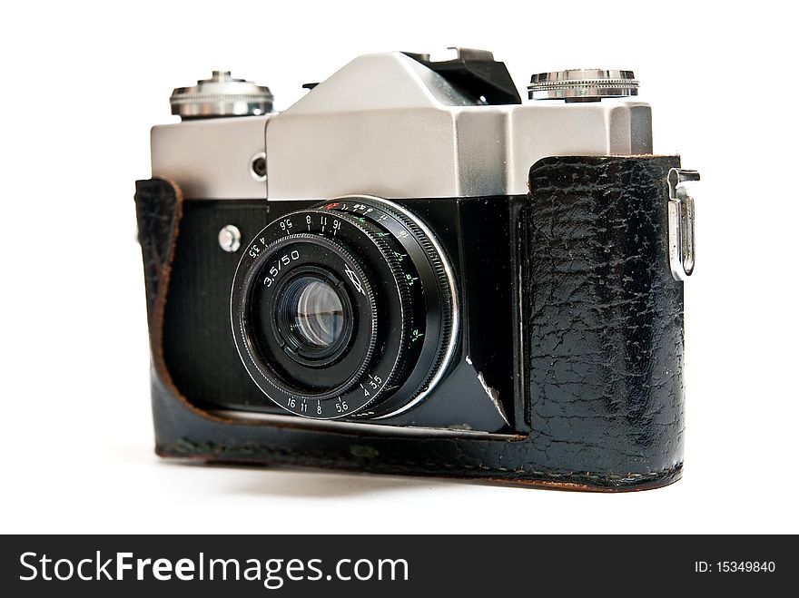 Classic, old, manual film camera isolated on white. Classic, old, manual film camera isolated on white