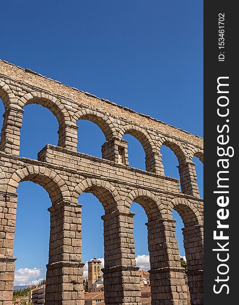 Segovia Aqueduct, ruins of ancient Rome, Segovia, Spain. Segovia Aqueduct, ruins of ancient Rome, Segovia, Spain