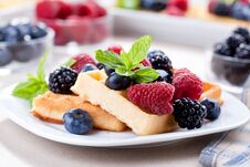 Couple Of Waffles With Red Fruits Royalty Free Stock Images