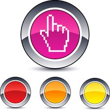 Pixel Hand Round Button. Royalty Free Stock Images