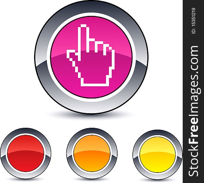 Pixel Hand Round Button.