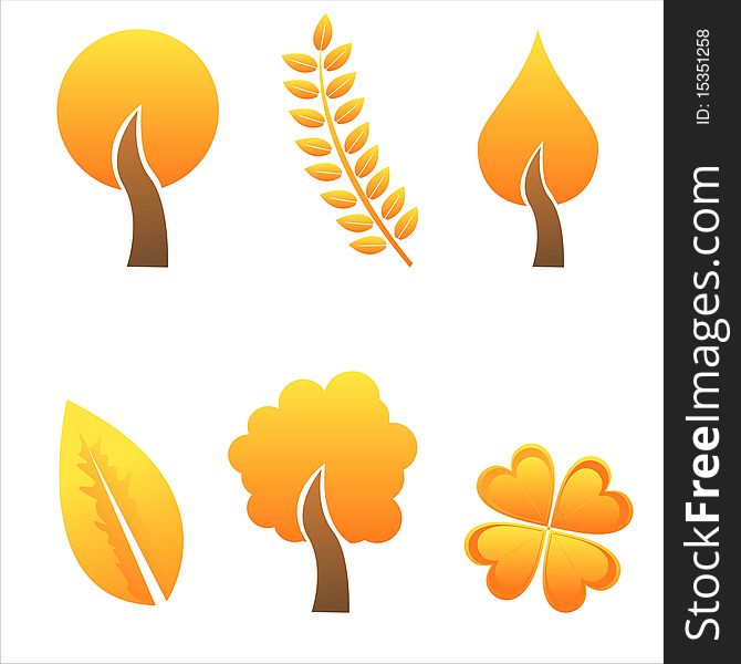 Set of 6 autumn floral icons. Set of 6 autumn floral icons