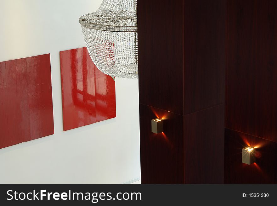 Walls and detail of chandelier