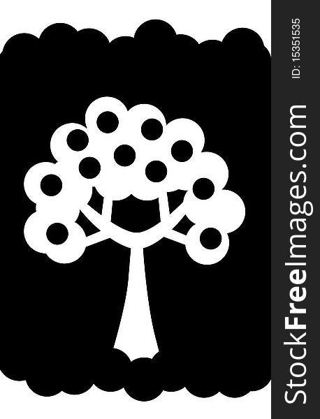 Abstract tree in black and white colors, symbol of nature