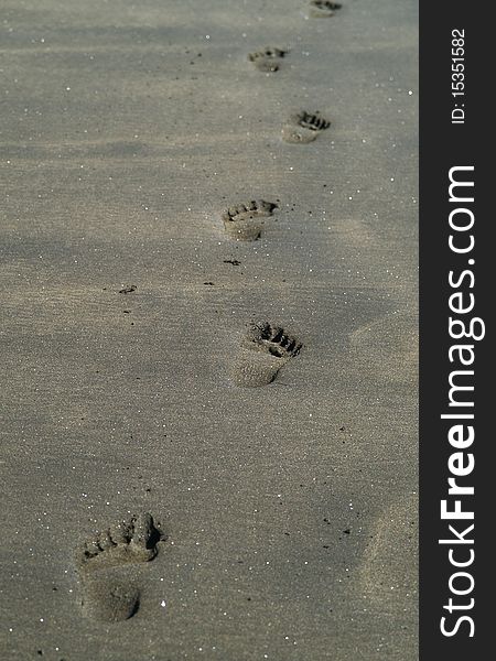 Human footmarks in the sand