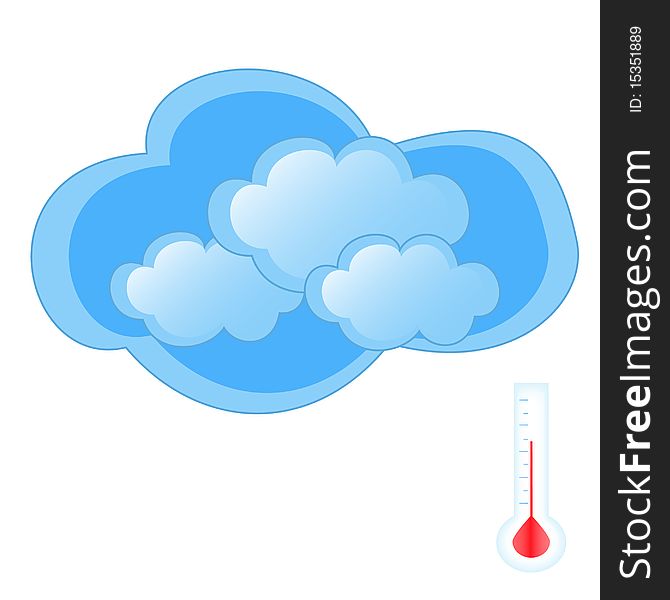 Icon of cloudy weather with thermometer on a white background. Icon of cloudy weather with thermometer on a white background
