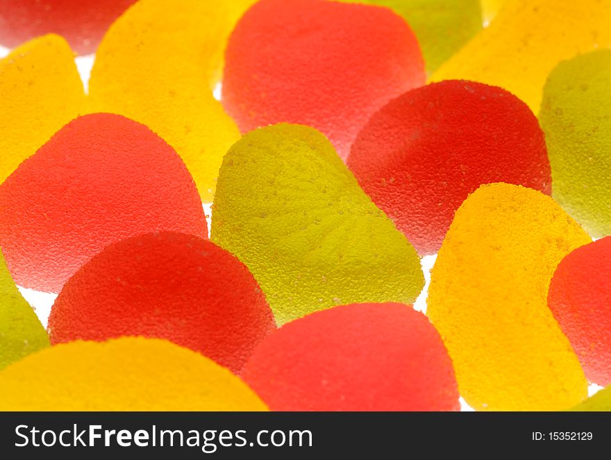 Fruit Candies On A White Background.