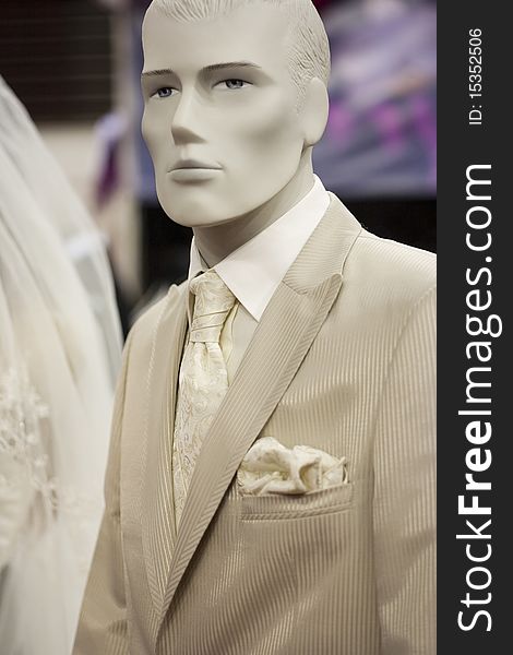 Elegant suit on shop mannequins