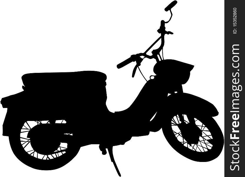 A silhouette of a scooter, or moped black. A silhouette of a scooter, or moped black