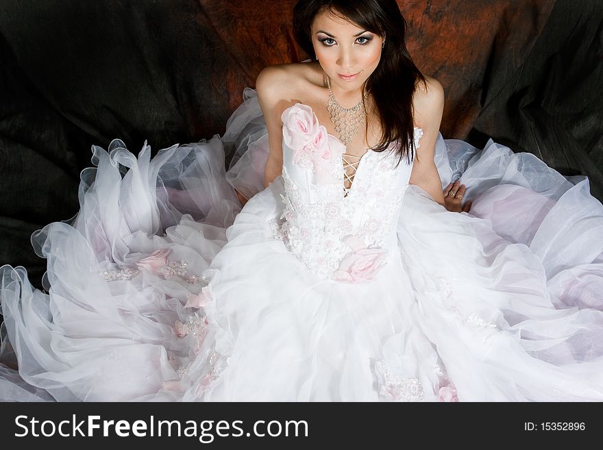 Bride in beautiful white dress