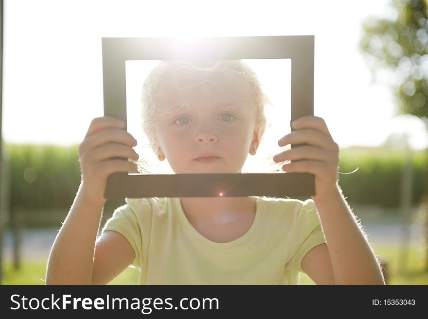 Little girl in frame