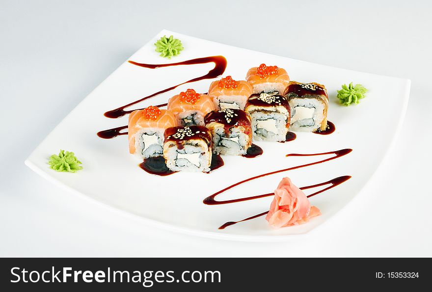 Sushi Plate Isolated On White