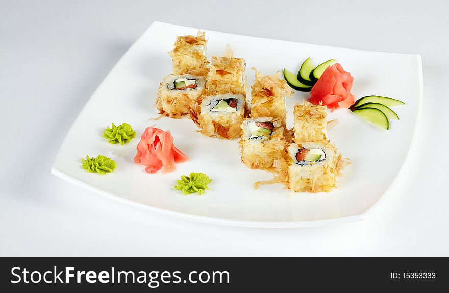 Sushi Plate Isolated On White