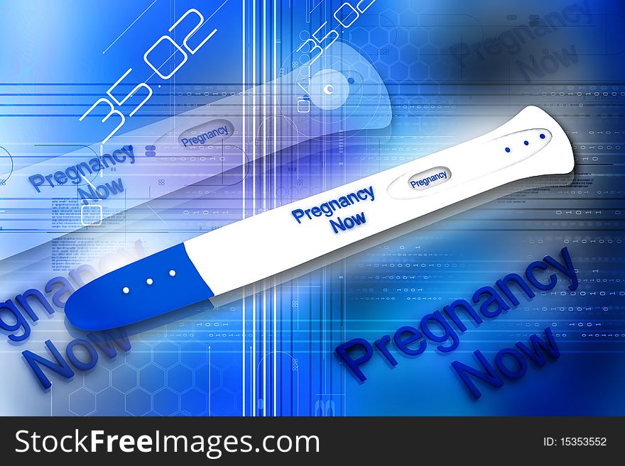 Digital illustration of positive pregnancy 
Equipment in color background