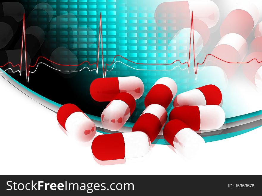 Digital illustration of capsule  in medical
Color  background