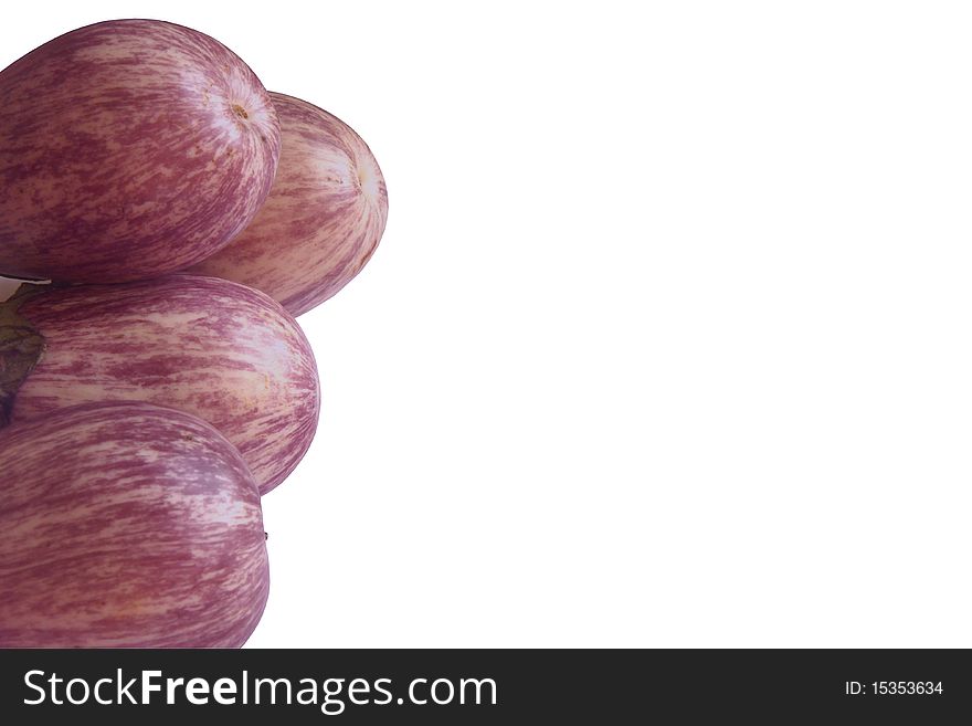 Four ripe aubergines on a white background. Four ripe aubergines on a white background