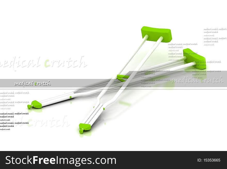 3d multi use medical crutches in white background