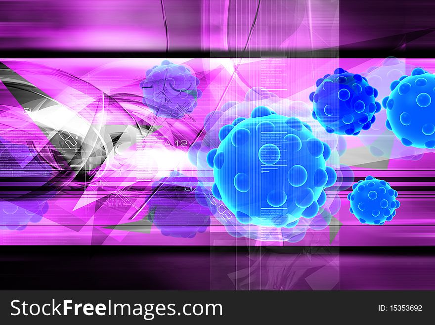 Digital illustration of Bacteria in color background