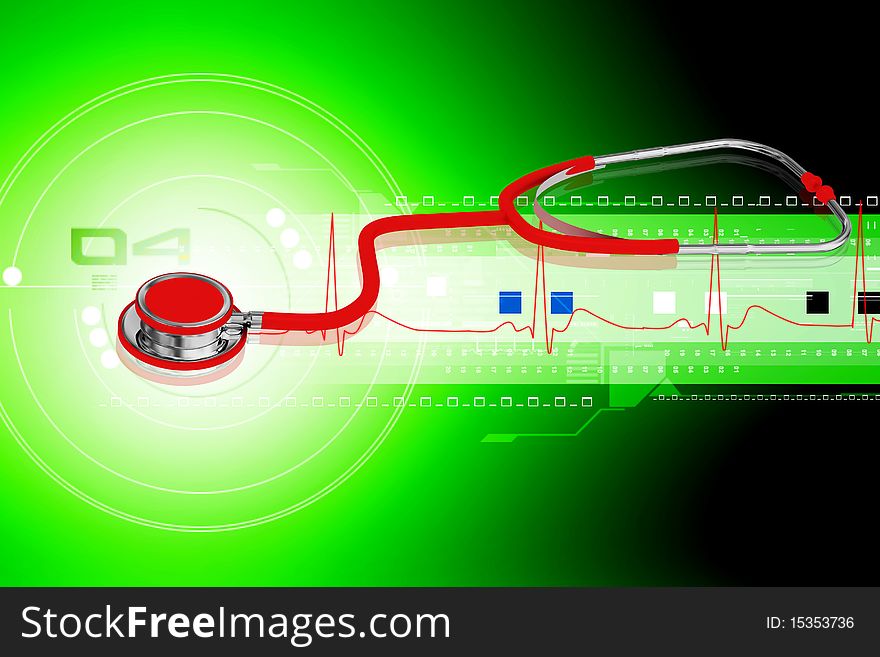 Digital illustration of stethoscope in color background