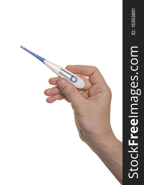 Well shaped hand hold a thermometer