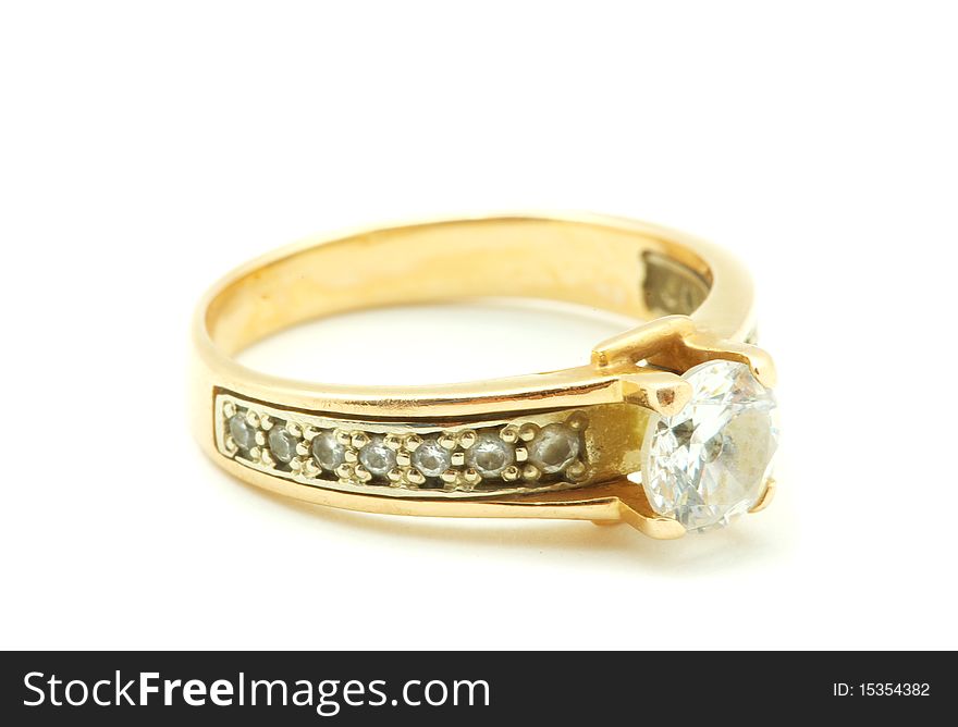 Gold wedding rings isolated on white background