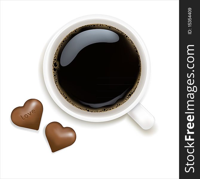 Cup Of Coffee With Chocolate. Vector