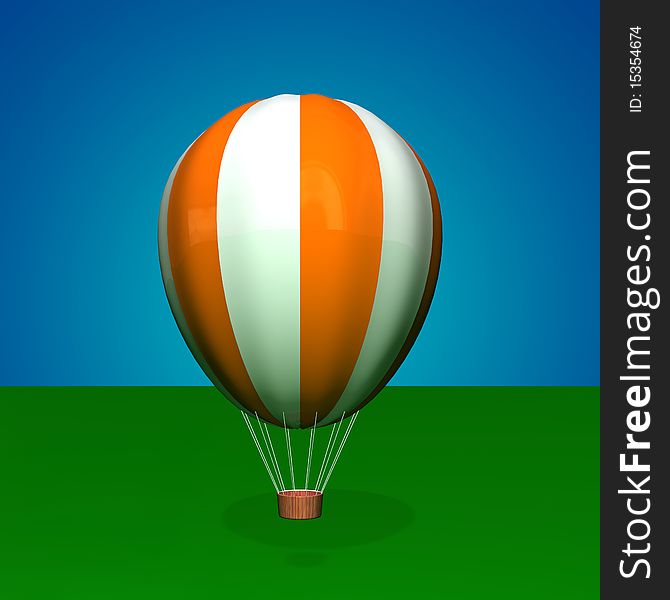 Illustration of air balloon isolated over green background