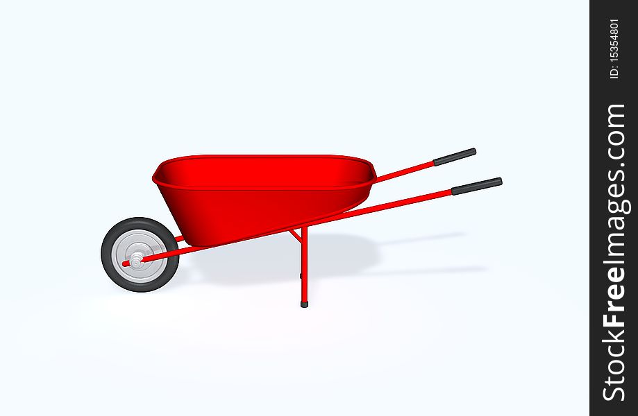 3d render of a wheelbarrow on white.