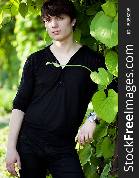 Attractive man in black shirt