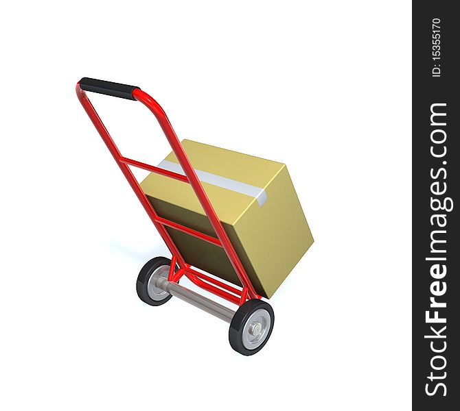 3d image with a cart on white background