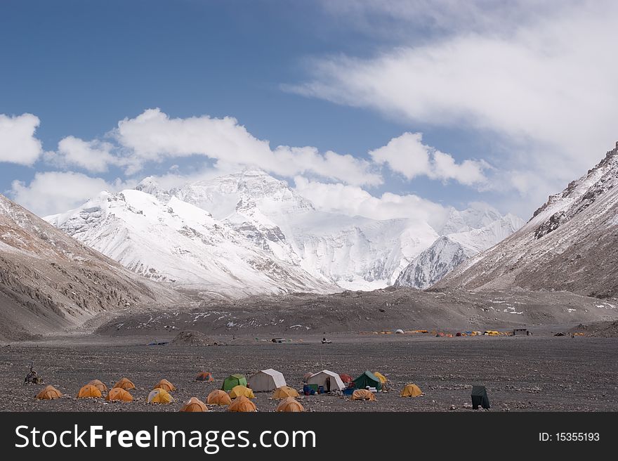 Mount everest with snow covered in summer. Mount everest with snow covered in summer
