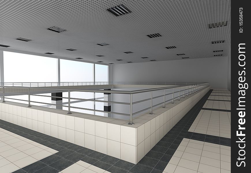 Interior of a public building.(3d rendering)