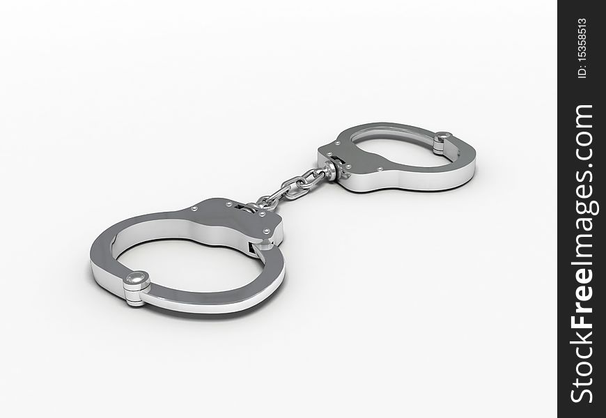 Metal handcuffs on white background. Metal handcuffs on white background.