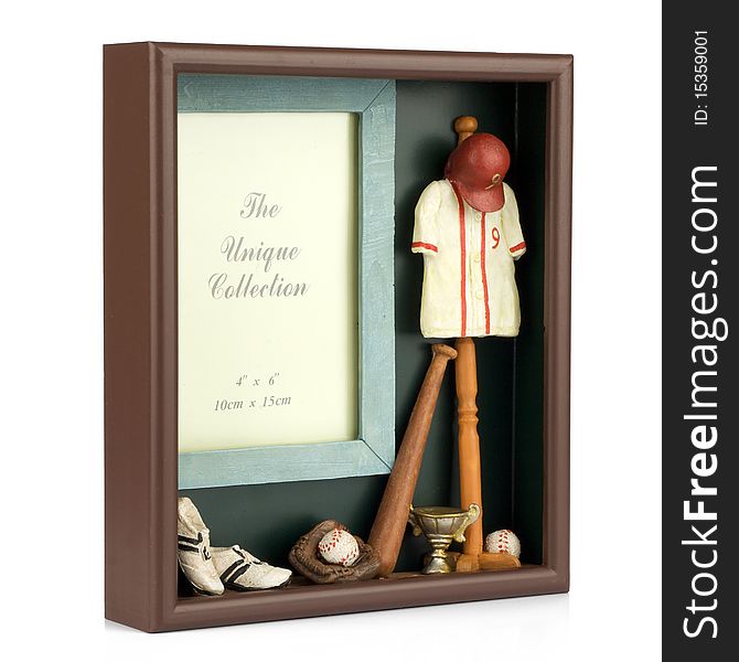 Old retro baseball photo frame. Old retro baseball photo frame