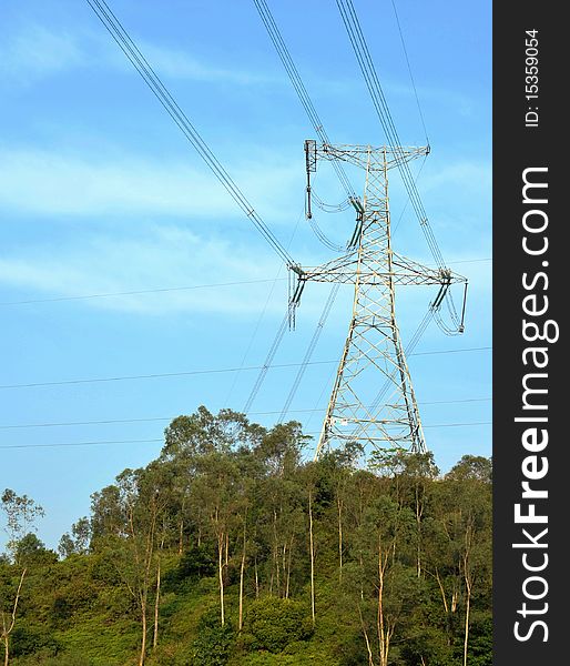 High voltage post in mountain