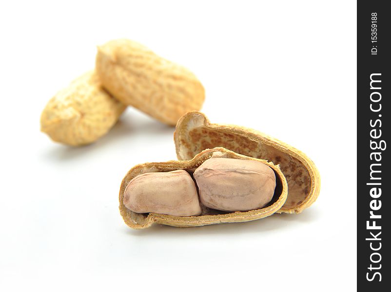 Close-up peanut isolated in white