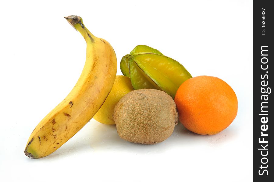 Various fruits isolated on white