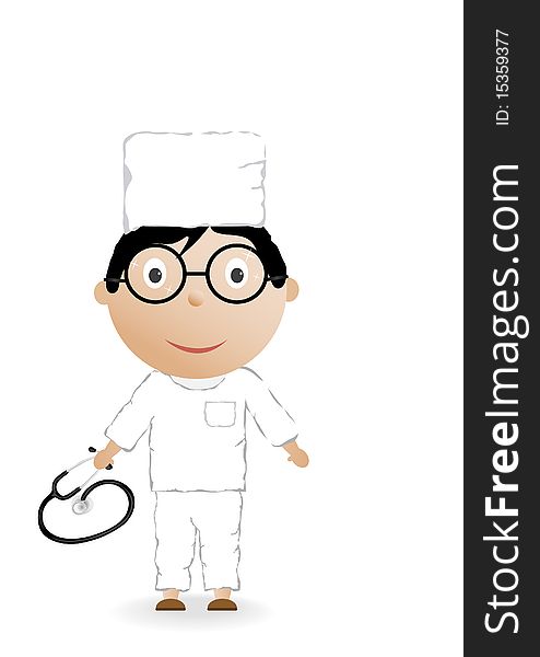 Vector illustration the boy in the medical form and phonendoscope. Vector illustration the boy in the medical form and phonendoscope