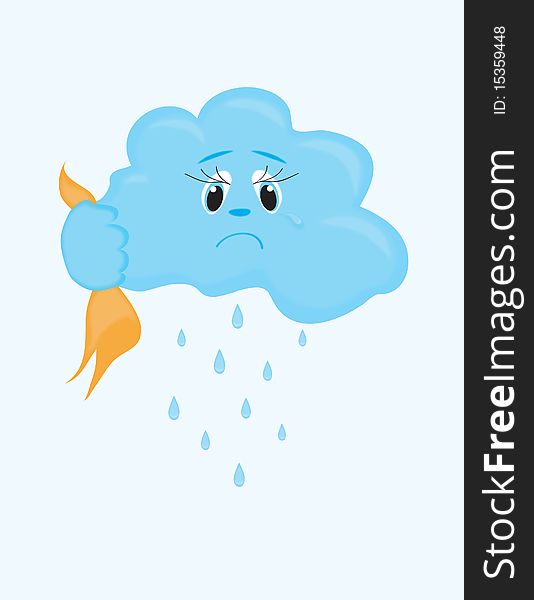 A sorrowful cloud cries and it is raining