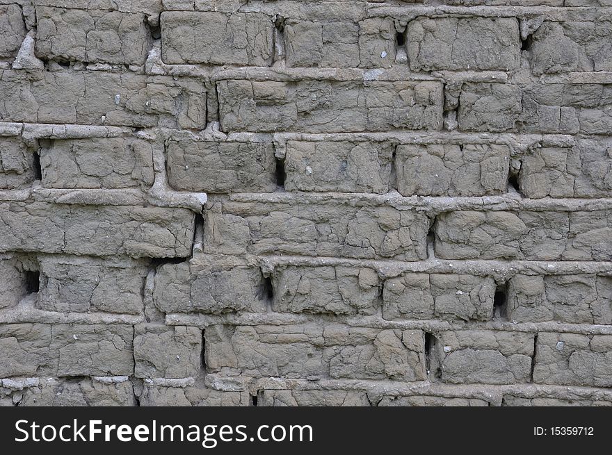 Gray old bricks from soil. Gray old bricks from soil