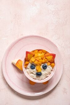Funny Breakfast For Kids Oatmeal Porridge. Stock Photos Funny Breakfast For Kids Oatmeal Porridge. Stock Photos