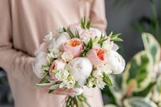 Bridal Bouquet With White. Beautiful Bouquet Of Mixed Flowers In Woman Hand. Floral Shop Concept . Handsome Fresh Royalty Free Stock Photo Bridal Bouquet With White. Beautiful Bouquet Of Mixed Flowers In Woman Hand. Floral Shop Concept . Handsome Fresh Royalty Free Stock Photo