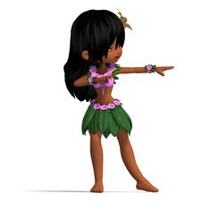 Very Cute Hawaiin Cartoon Girl Is Dancing For You Stock Photos Very Cute Hawaiin Cartoon Girl Is Dancing For You Stock Photos