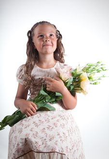 Little Girl With Flowers Stock Photo Little Girl With Flowers Stock Photo