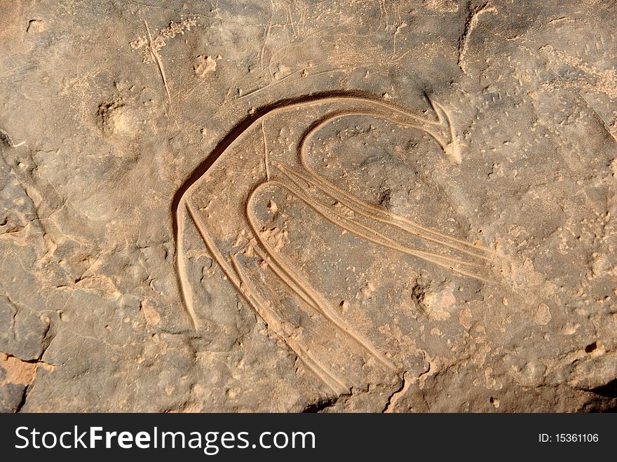 Rock engraving in the desert of Libya, in Africa. Rock engraving in the desert of Libya, in Africa