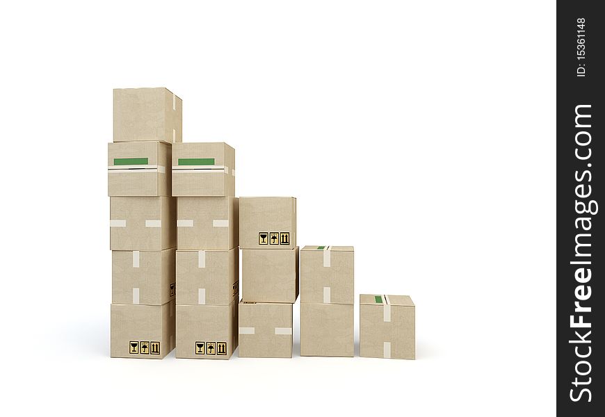 3d carton boxes on the white background. 3d carton boxes on the white background