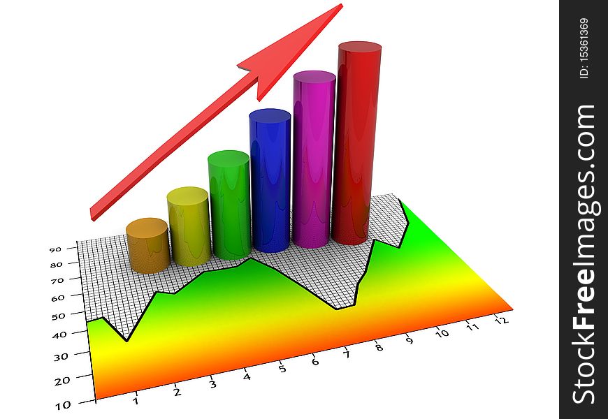 3d illustration of a business graph