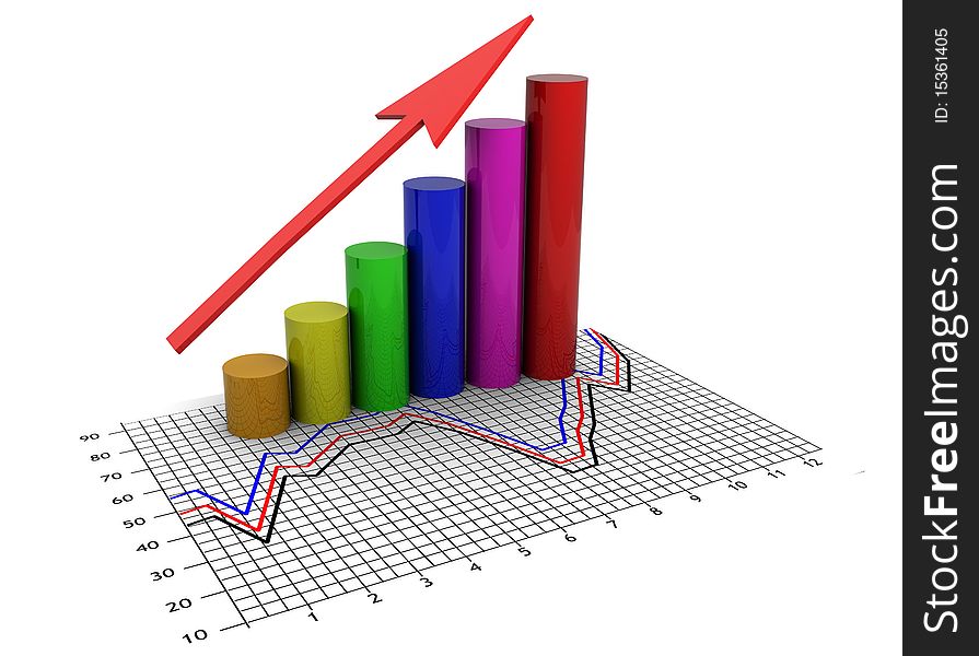 3d illustration of a business graph