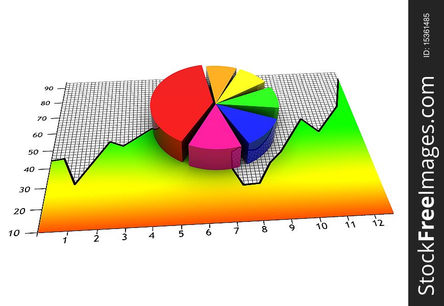 3d illustration of a business graph