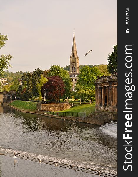 Garden In Bath With Church Spire